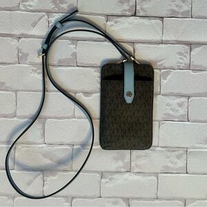 Michael Kors Signatures Brown and Black Phone Bag
